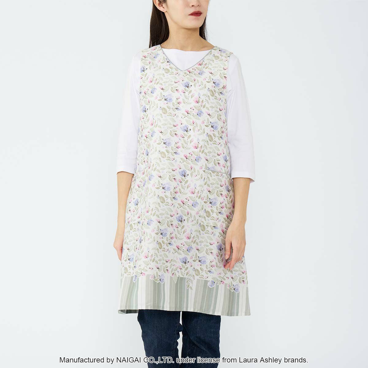LAURA ASHLEY 形態安定加工 40サテン オリシアピオニー柄 後結び 背