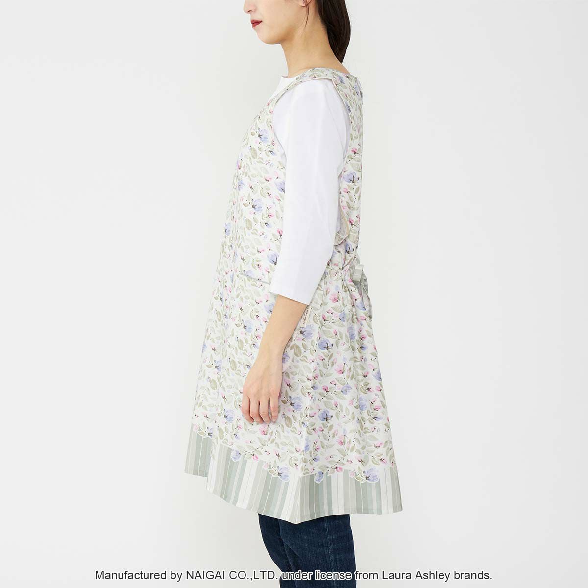 LAURA ASHLEY 形態安定加工 40サテン オリシアピオニー柄 後結び 背