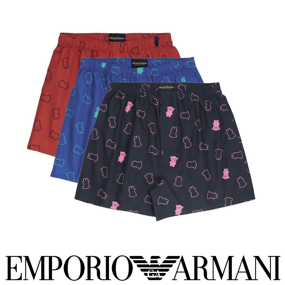 EMPORIO ARMANI FLYING BEAR マンガベア コットン ウーブン トランクス