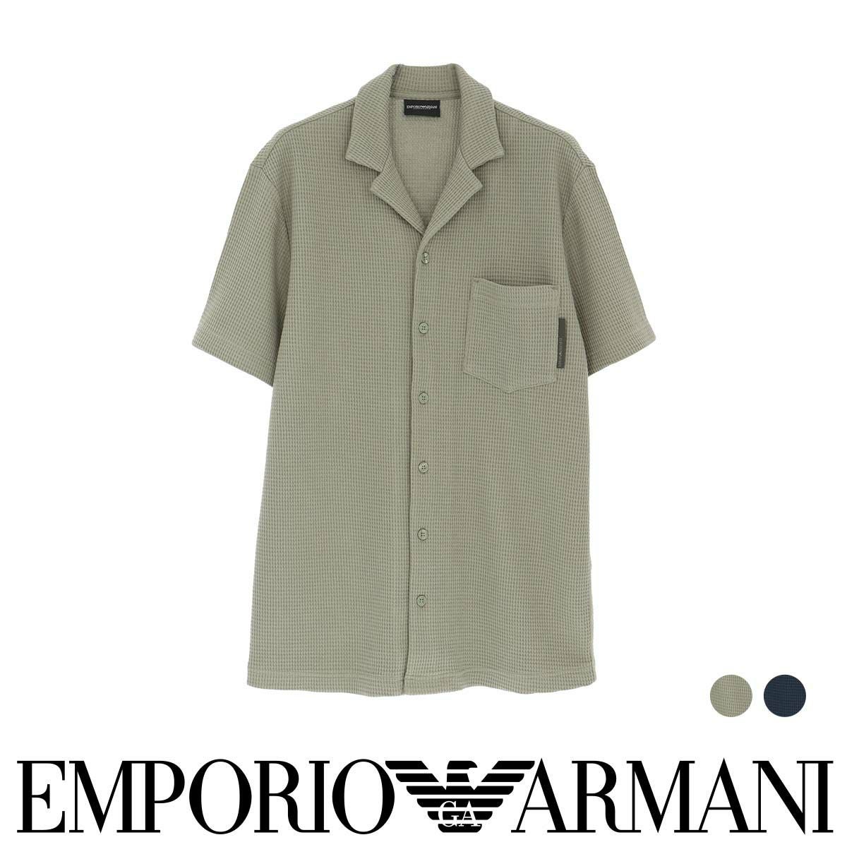 EMPORIO ARMANI 半袖シャツ WAFFLE JERSEY SHIRT ヘンリーネック EU