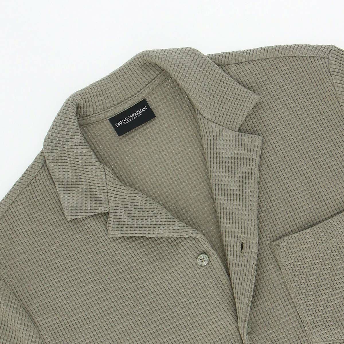EMPORIO ARMANI 半袖シャツ WAFFLE JERSEY SHIRT ヘンリーネック EU