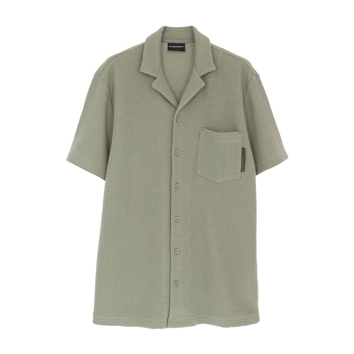 EMPORIO ARMANI 半袖シャツ WAFFLE JERSEY SHIRT ヘンリーネック EU