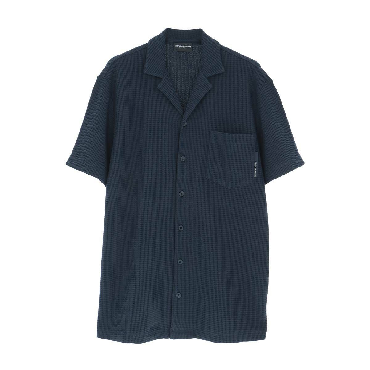 EMPORIO ARMANI 半袖シャツ WAFFLE JERSEY SHIRT ヘンリーネック EU