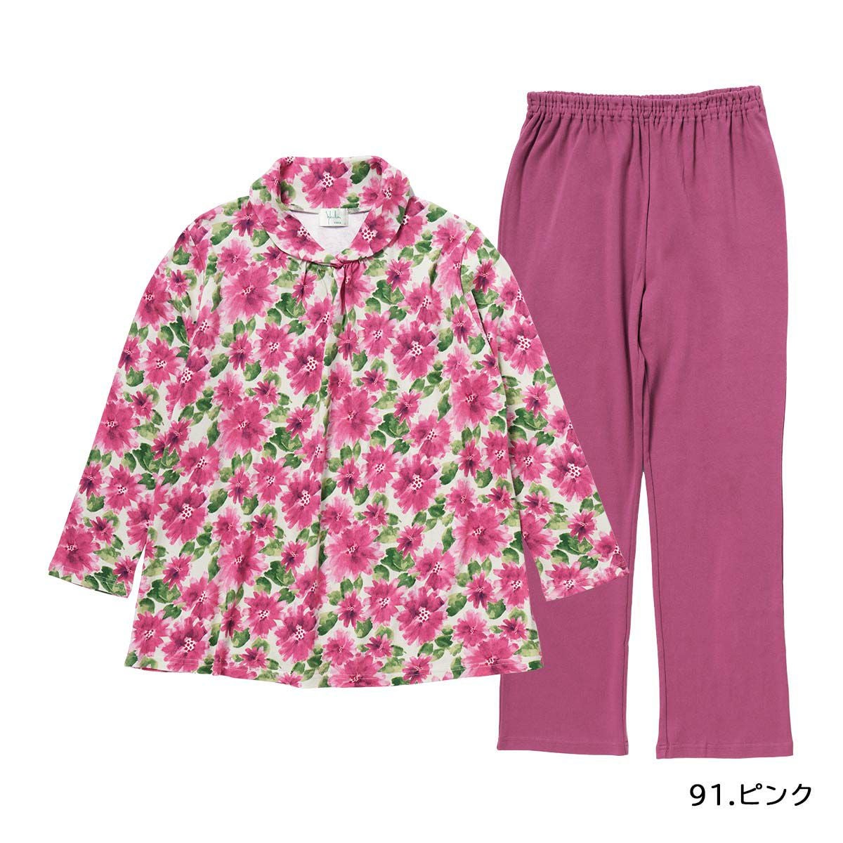 Sybilla パジャマ 30スムース 微起毛プリント かぶり Delicias
