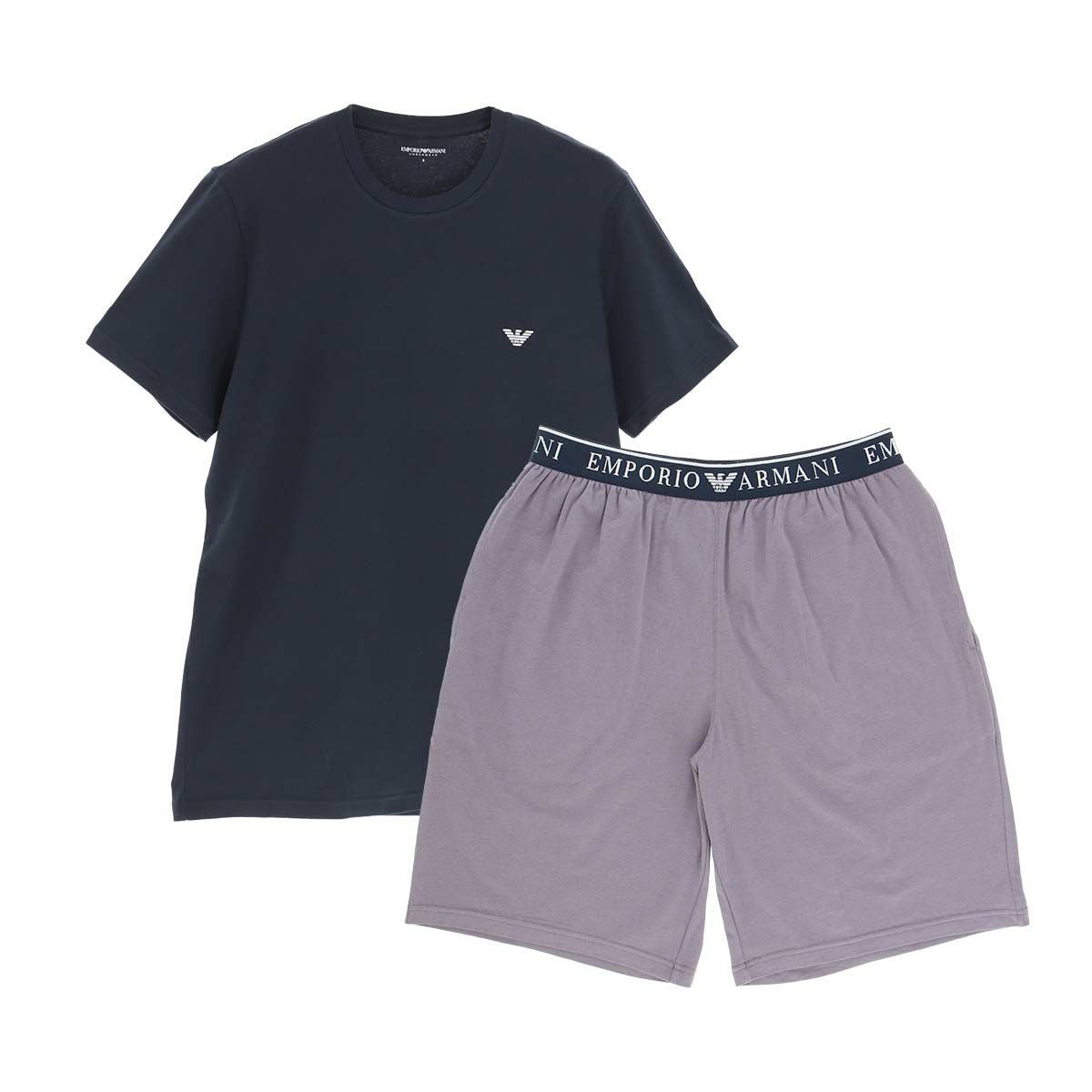 エンポリオアルマーニ　総柄　ハーフパンツ　シュートパンツ　ラウンジウェア　紺　L EMPORIO ARMANI バミューダパンツパジャマ 【S・M・Lサイズ】 上下