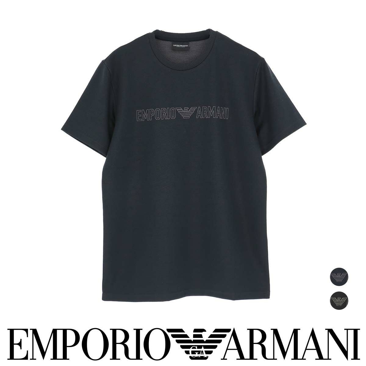 EMPORIO ARMANI TEXTURED LOGOBAND CREW NECK T-SHIRT 半袖 Tシャツ EU