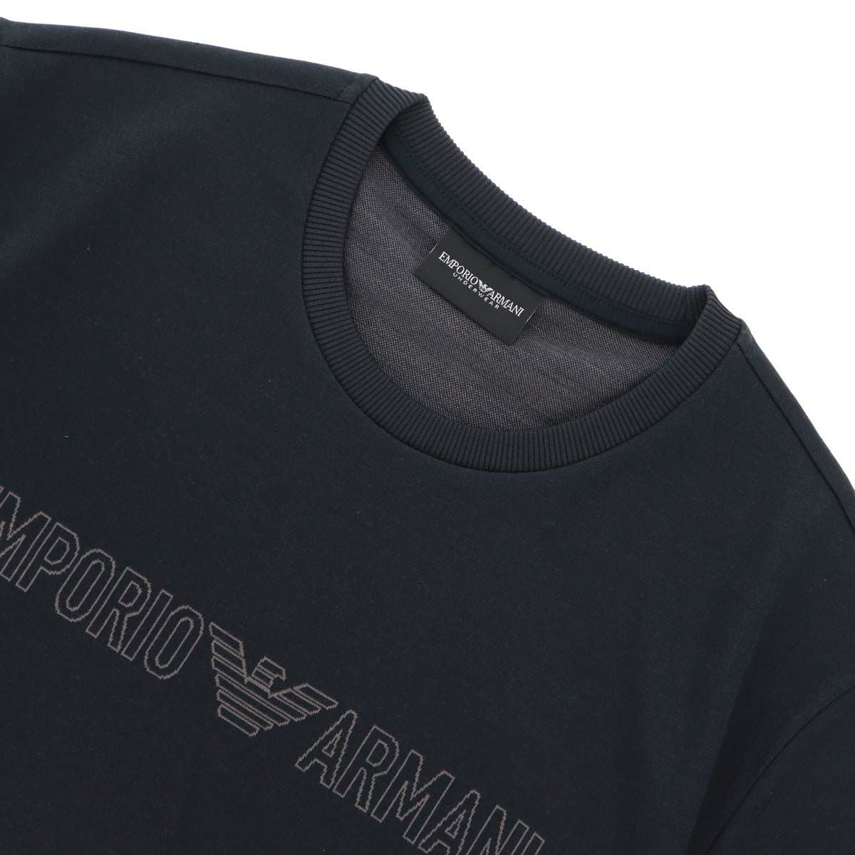 EMPORIO ARMANI JACQUARD LOGO CREW NECK T-SHIRT ヘンリーネック 半袖