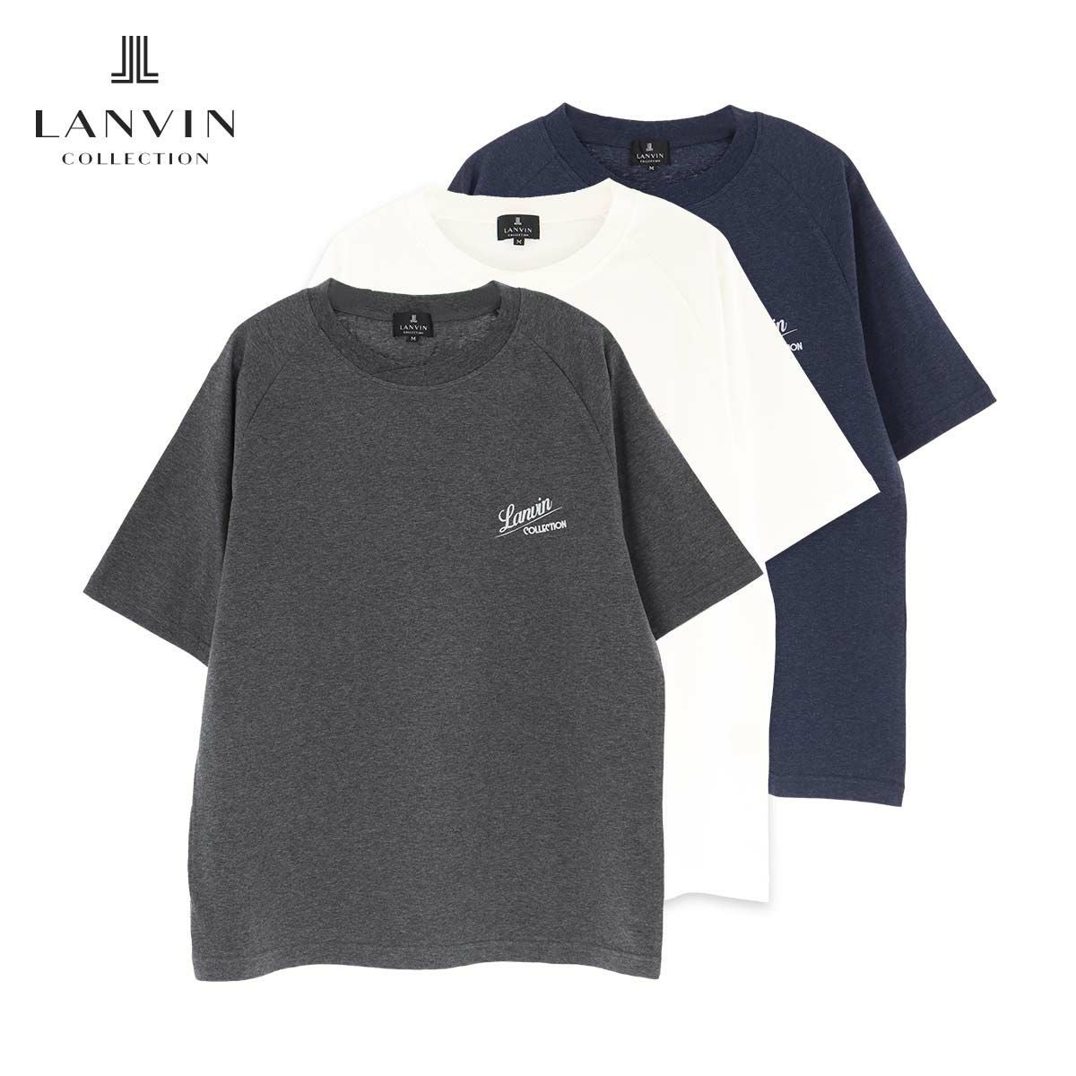 LANVIN COLLECTION 半袖 Tシャツ【M Lサイズ】天竺杢無地 シーズンロゴ