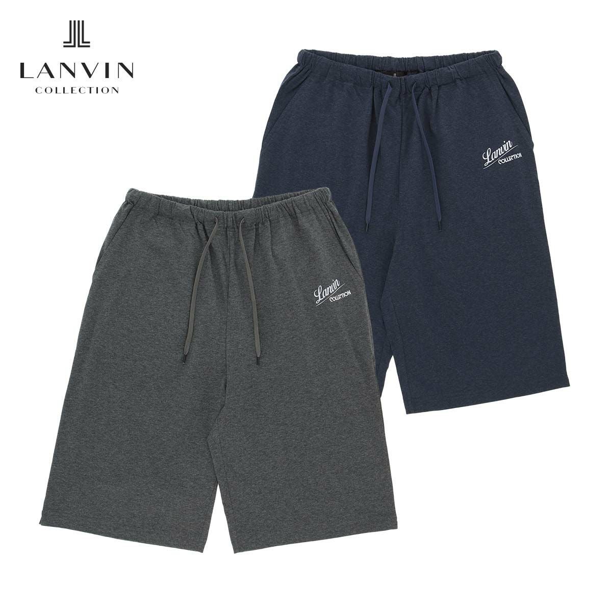 LPFG メンズ NO.13 バミューダ　ハーフパンツ　美品 LANVIN COLLECTION ハーフパンツ【M Lサイズ】天竺杢無地 シーズンロゴ