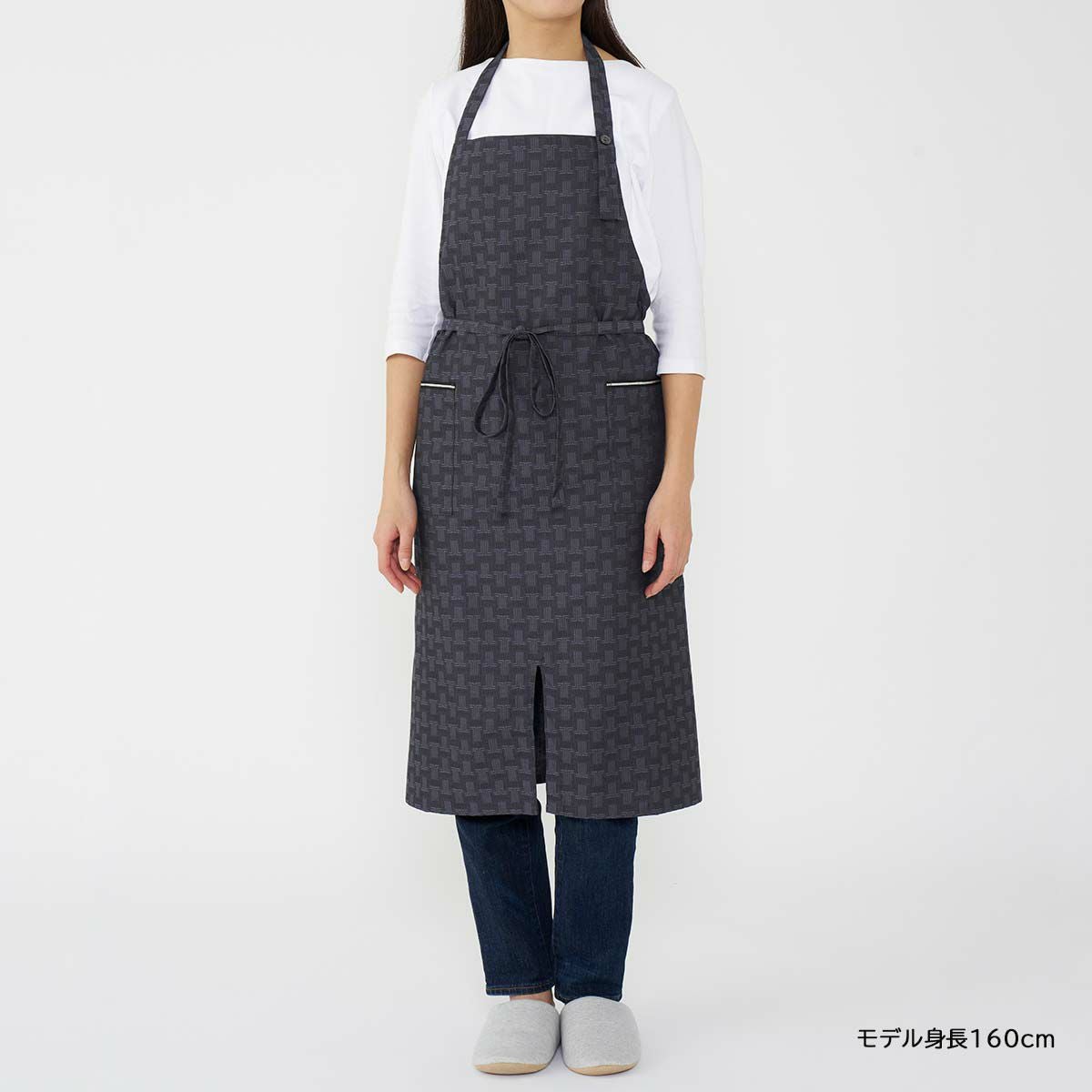 LANVIN COLLECTION JLモノグラム柄 ジャガード 前結び ロング エプロン