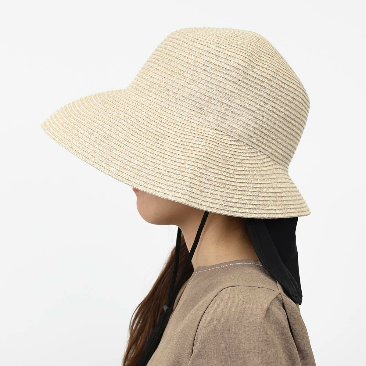 NAIGAI COMFORT 洗えて折り畳める つば広め UVカット ストローハット