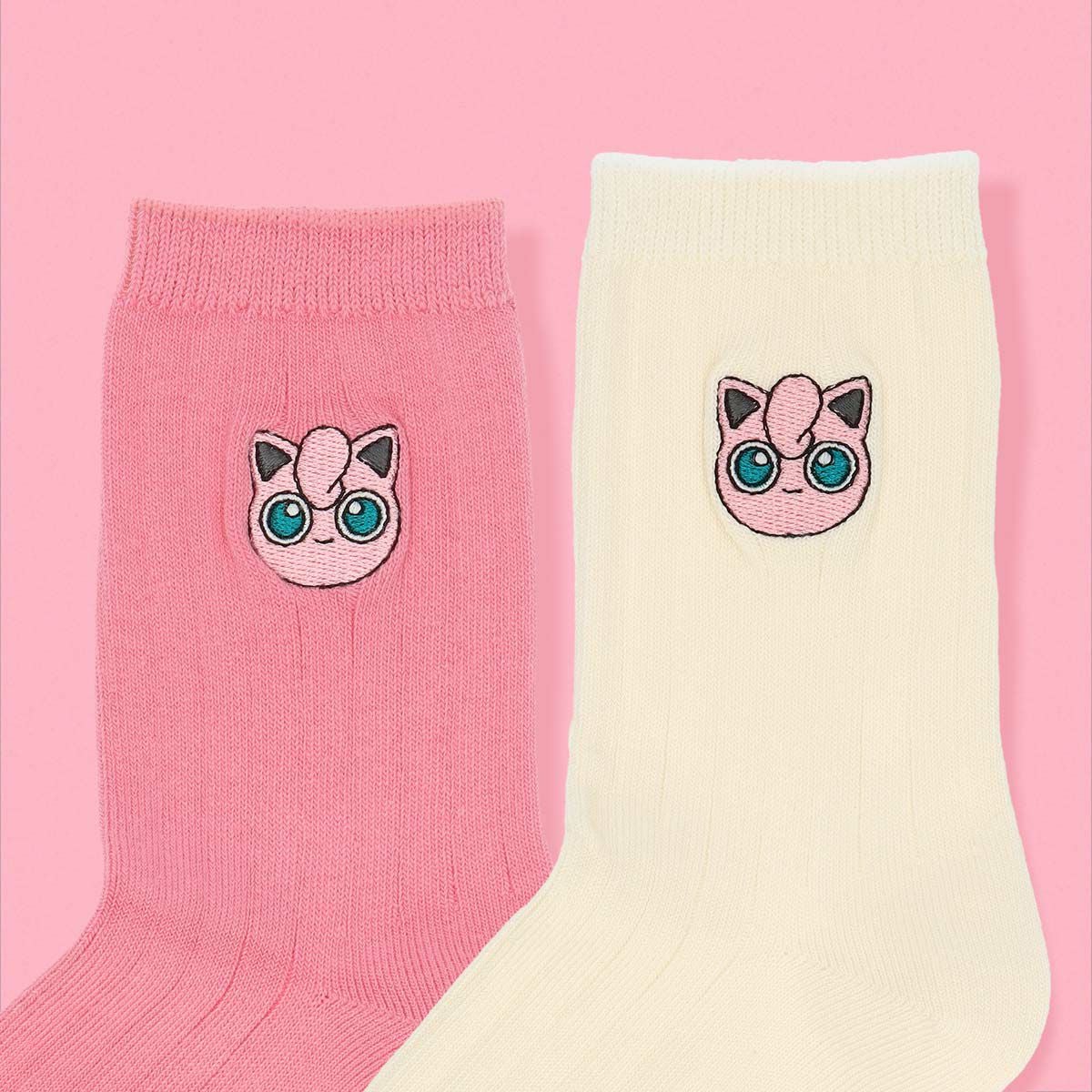 ポケモン プリン ワンポイント 刺しゅう リブ クルー丈 ソックス