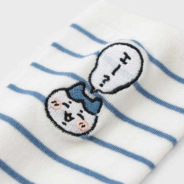 ちいかわ ソックス ボーダー 「エ～？」 ワンポイント ハチワレ刺繍