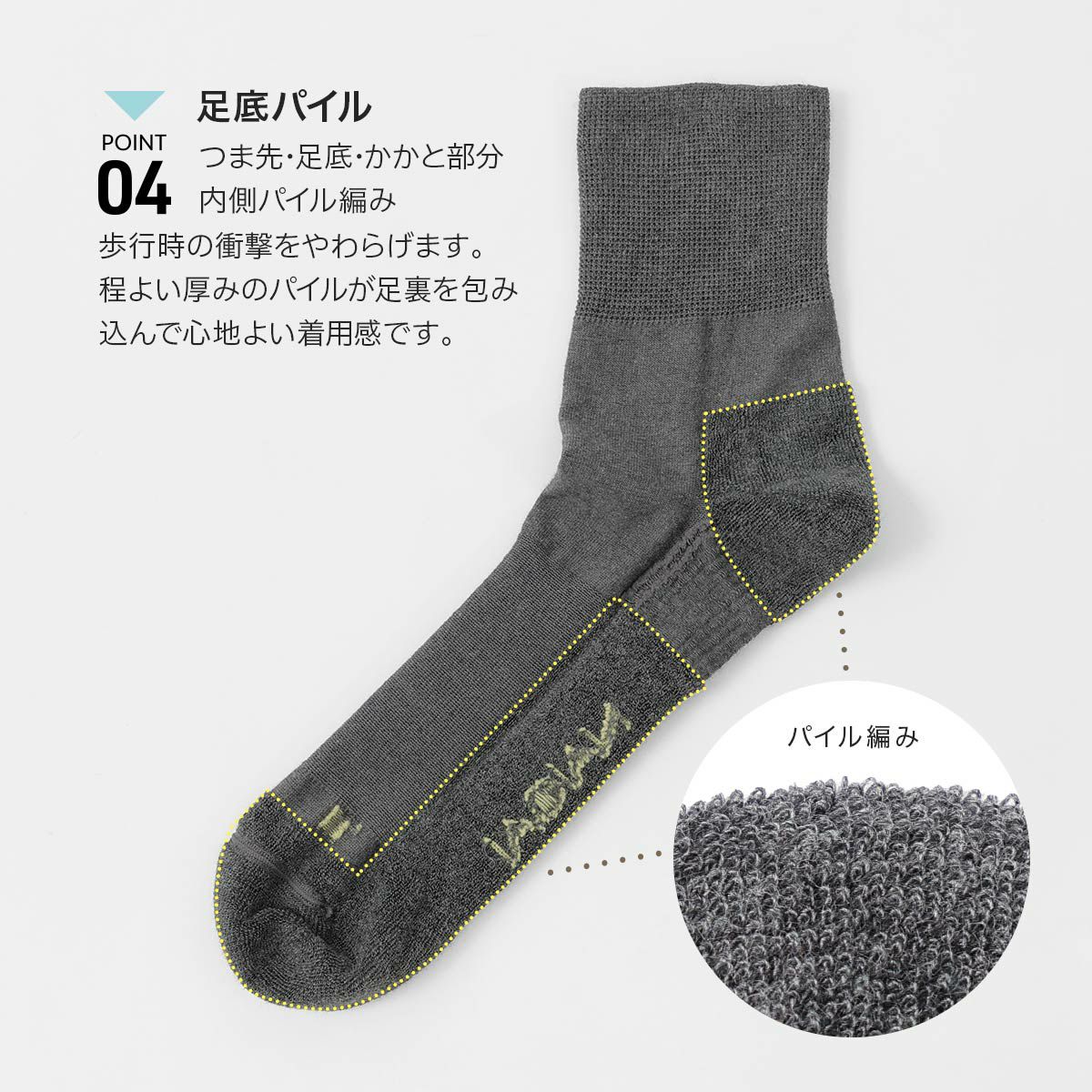 みんなのくつした 【締めつけない靴下】 横アーチサポート クルー丈
