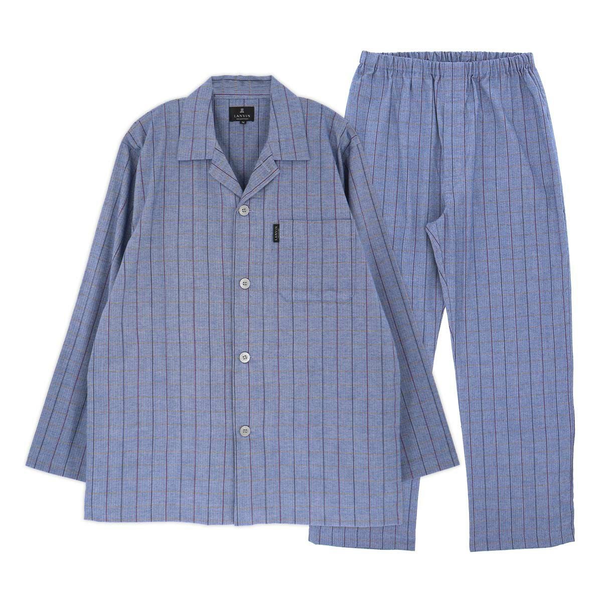 LANVIN COLLECTION パジャマ 上下セット【M Lサイズ】 綿100% 先染め