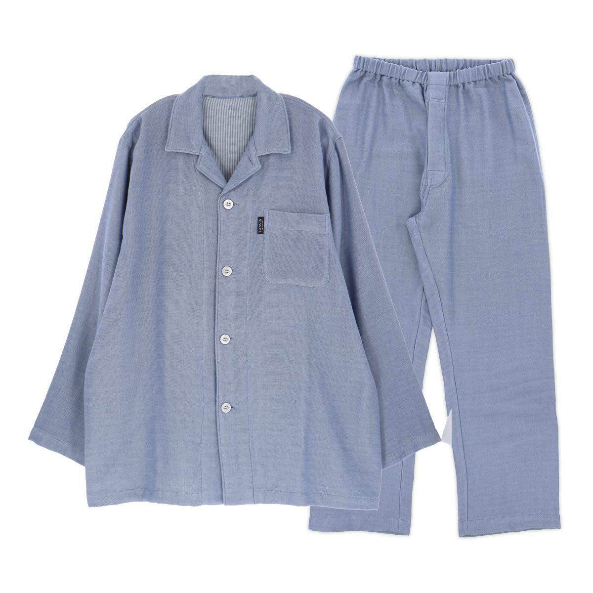 LANVIN COLLECTION パジャマ 上下セット 先染め3重ガーゼ シャンブレー
