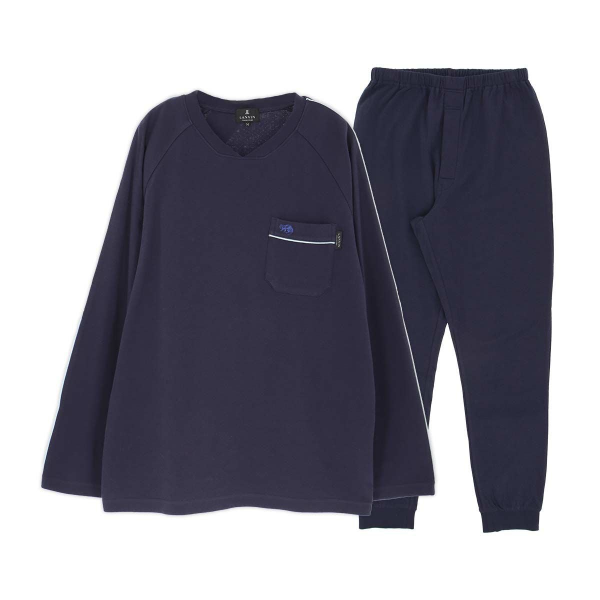 KENLAND リネン100% 藍染 5分袖セットアップ パジャマ 完売品 LANVIN COLLECTION パジャマ 上下セット【M Lサイズ】 綿100% 接結天竺