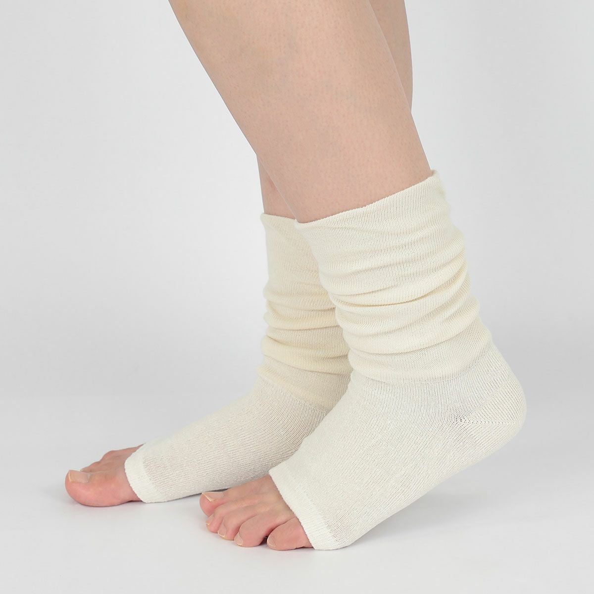 NAIGAI COMFORT ふんわり 肌側シルク ナイトソックス オープントゥ