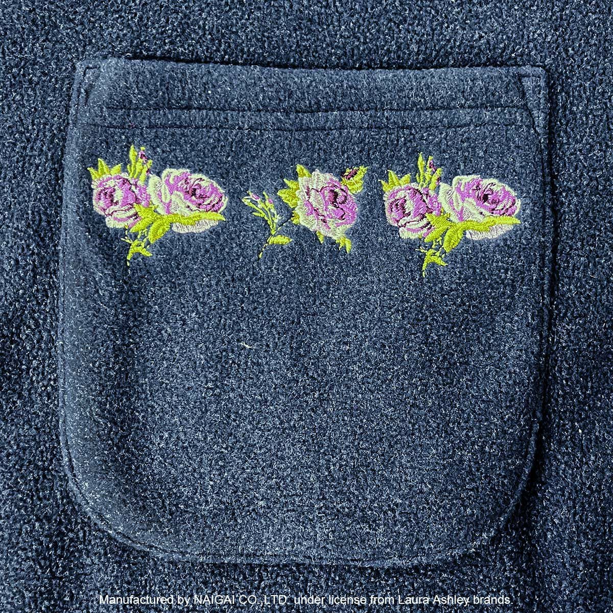 LAURA ASHLEY 長袖 ボア フリース ロングガウン 無地×クチュールローズ