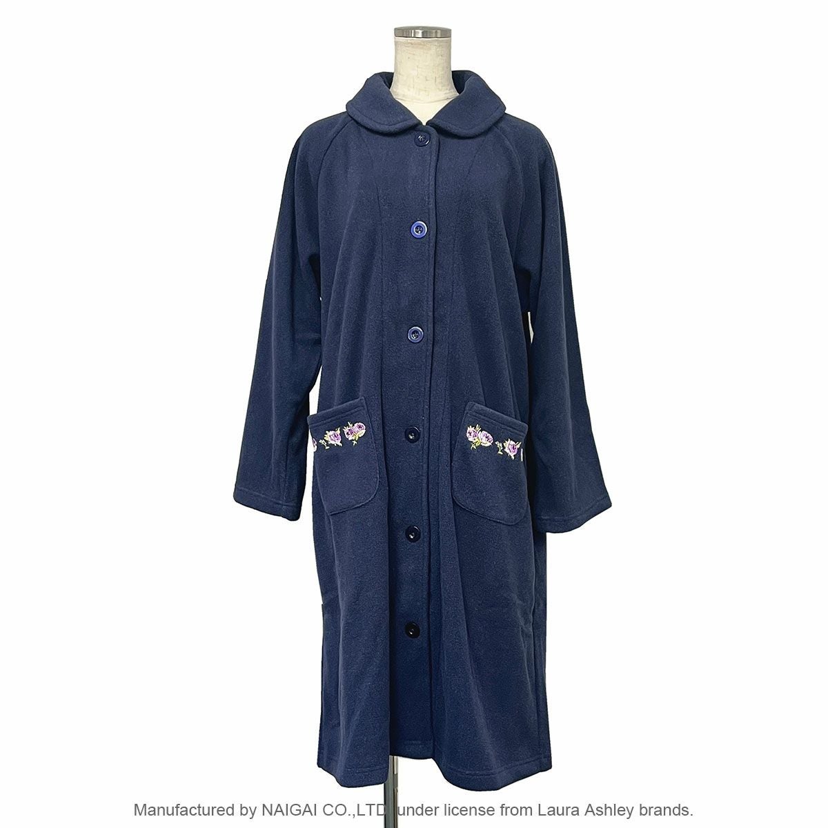 LAURA ASHLEY 長袖 ボア フリース ロングガウン 無地×クチュールローズ