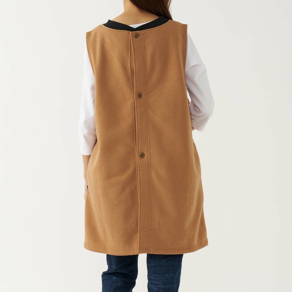 LANVIN COLLECTION ランバン コレクション 裏起毛 ポリエステル100％ 後ろボタン 背付き フェリシテローズ柄 セツキ エプロン レディース 70044018