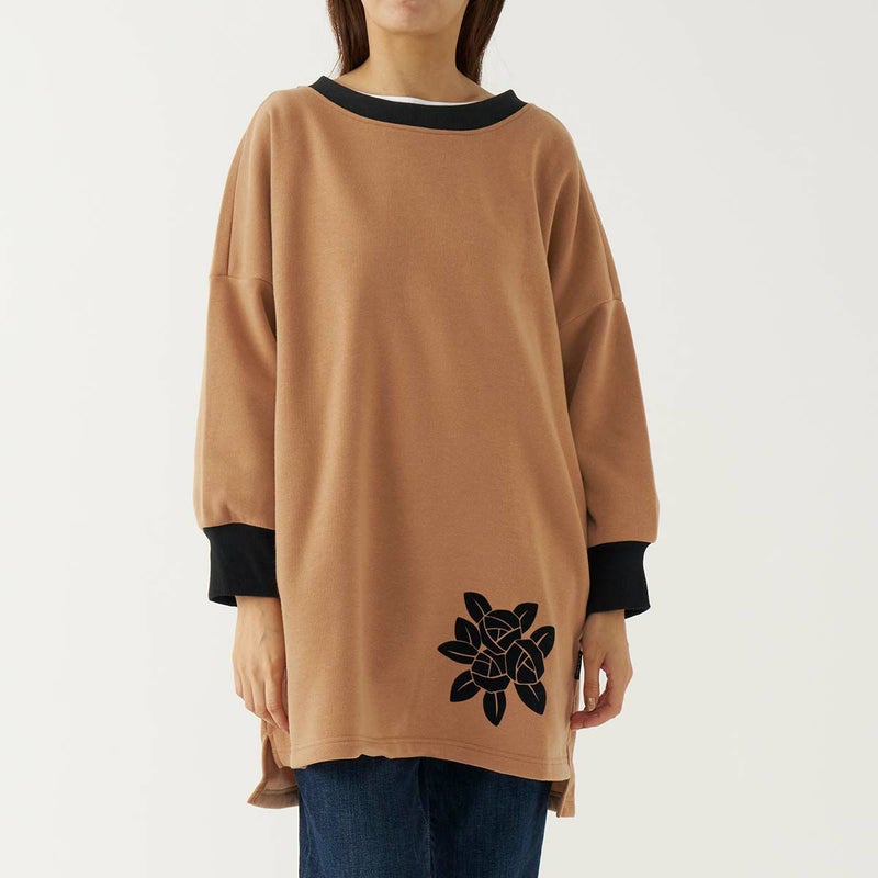 LANVIN COLLECTION ランバン コレクション 裏起毛 ポリエステル100％ 後ボタン 割烹着 フェリシテローズ柄 かっぽう着 カッポー スモック エプロン レディース 70044019