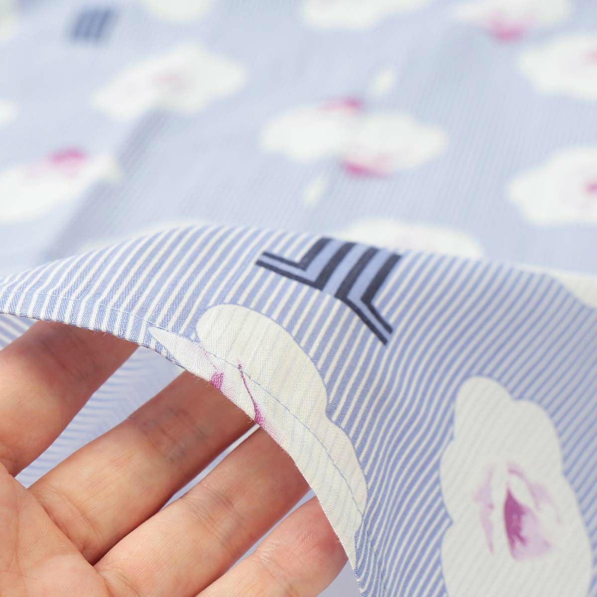 LANVIN COLLECTION ランバン コレクション 形態安定加工 綿100％ 横ボタン サイドボタン サテンストライプ ギワッシュローズ柄 背付き エプロン レディース 70045005