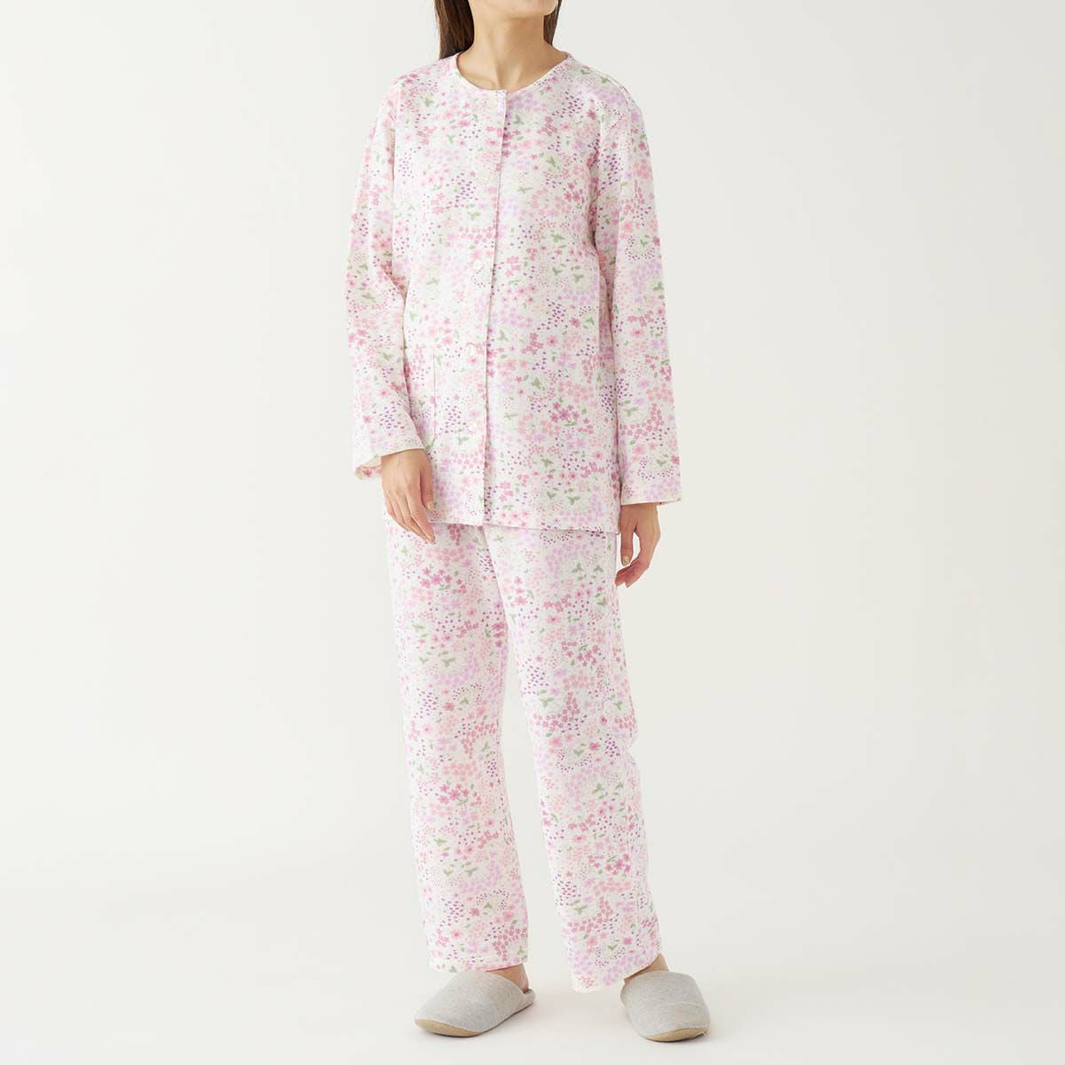 50%OFF Dessin Charlet 肌側綿100％ ソフトキルト 幾何小花柄 パジャマ