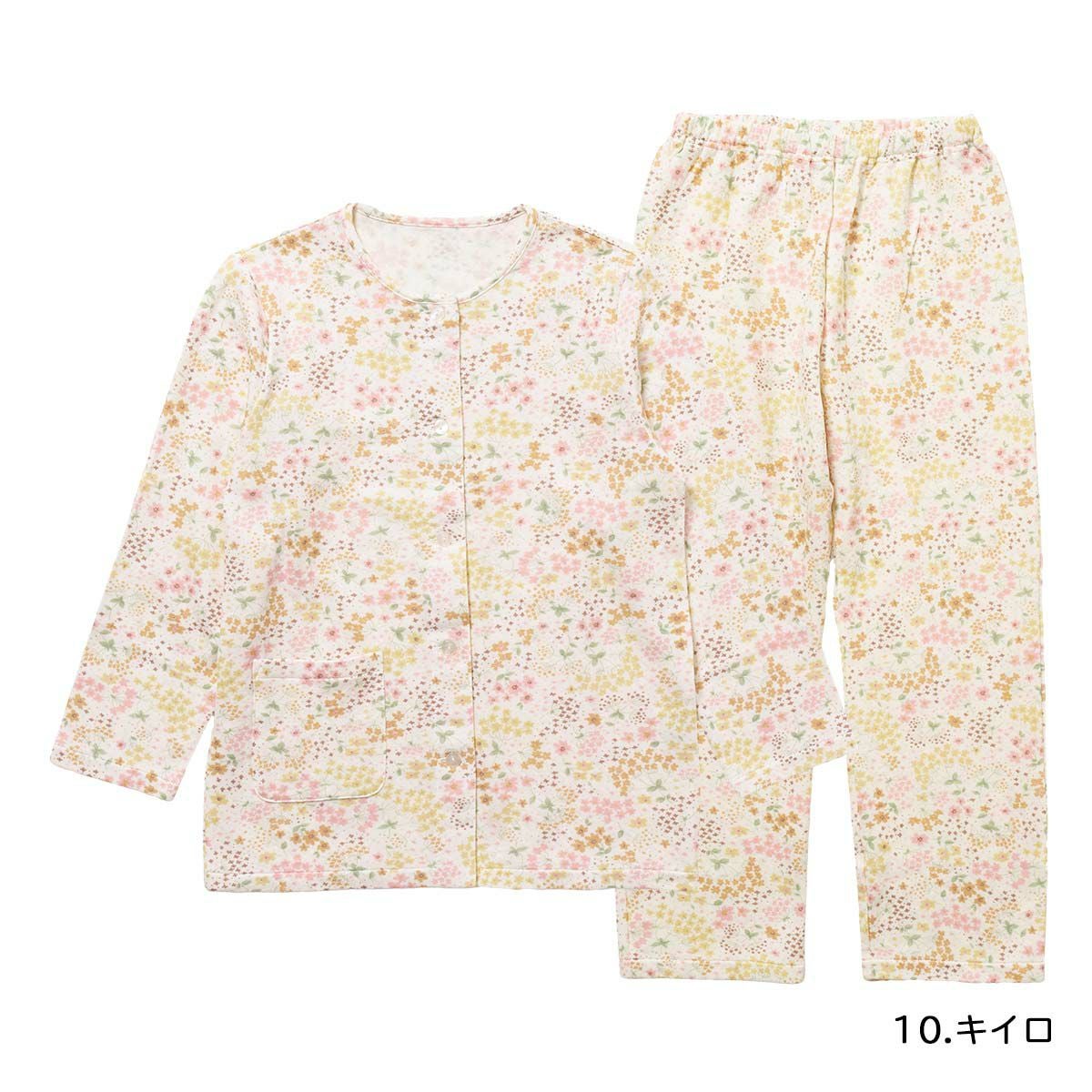 50%OFF Dessin Charlet 肌側綿100％ ソフトキルト 幾何小花柄 パジャマ