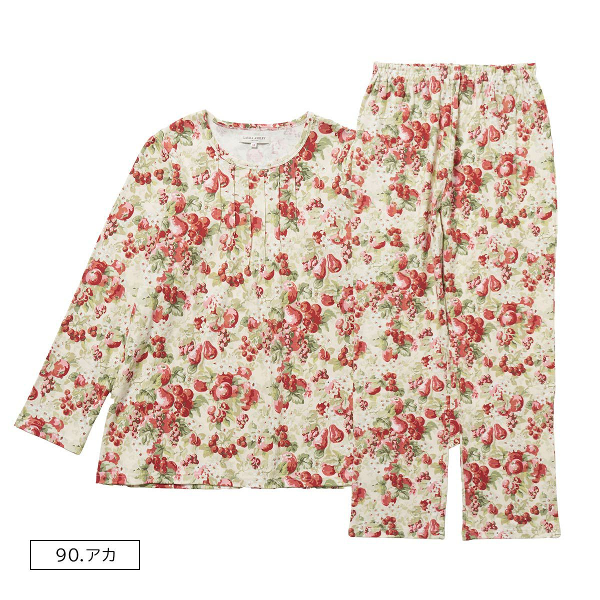 Mサイズ】Laura Ashley 綿100％ 40スムース かぶり パジャマ 長袖 長丈
