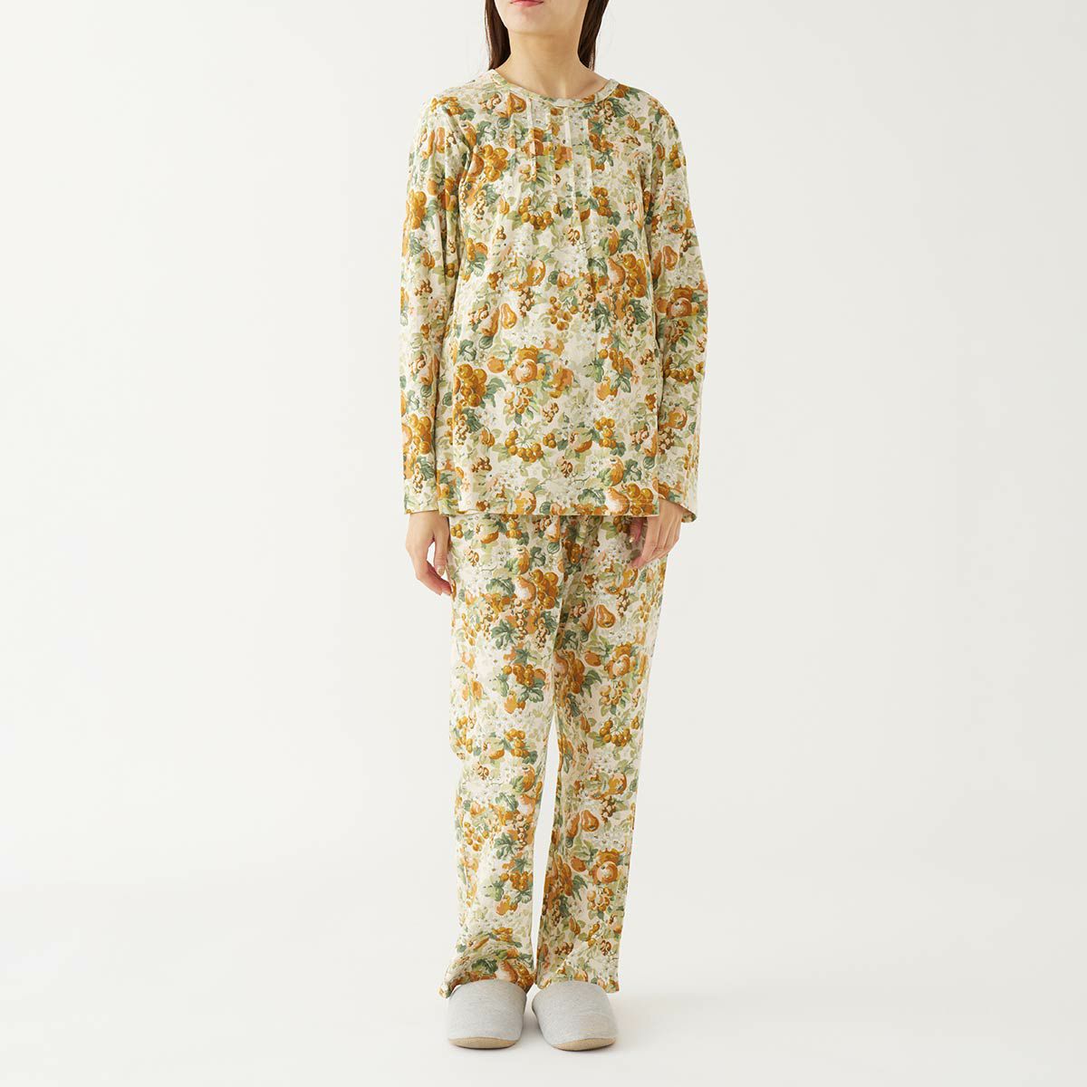 Mサイズ】Laura Ashley 綿100％ 40スムース かぶり パジャマ 長袖 長丈