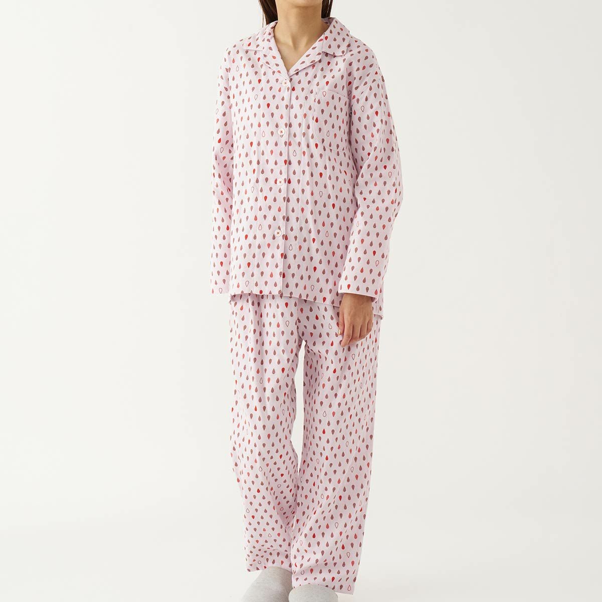レディース　ナイガイパジャマ　花柄　ボタニカル　　M Mサイズ】HOUSE WEAR STUDIO 綿100％ 2重ガーゼ 起毛プリント レイン