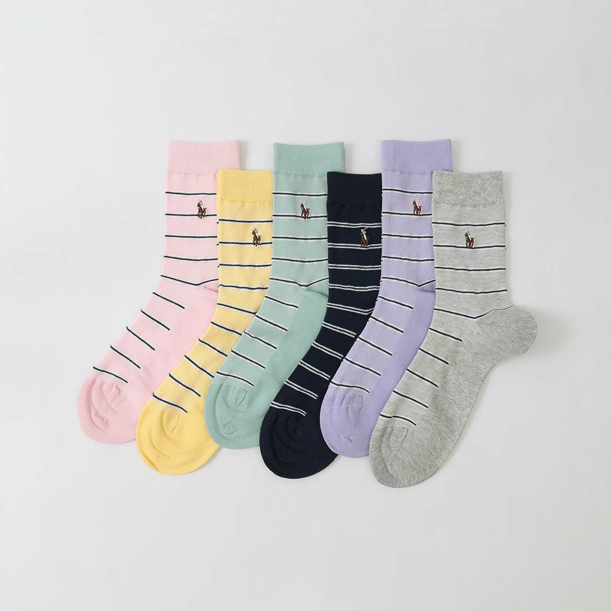 POLO RALPH LAUREN 涼感 ボーダーメッシュ 20cm ミドル丈 ソックス