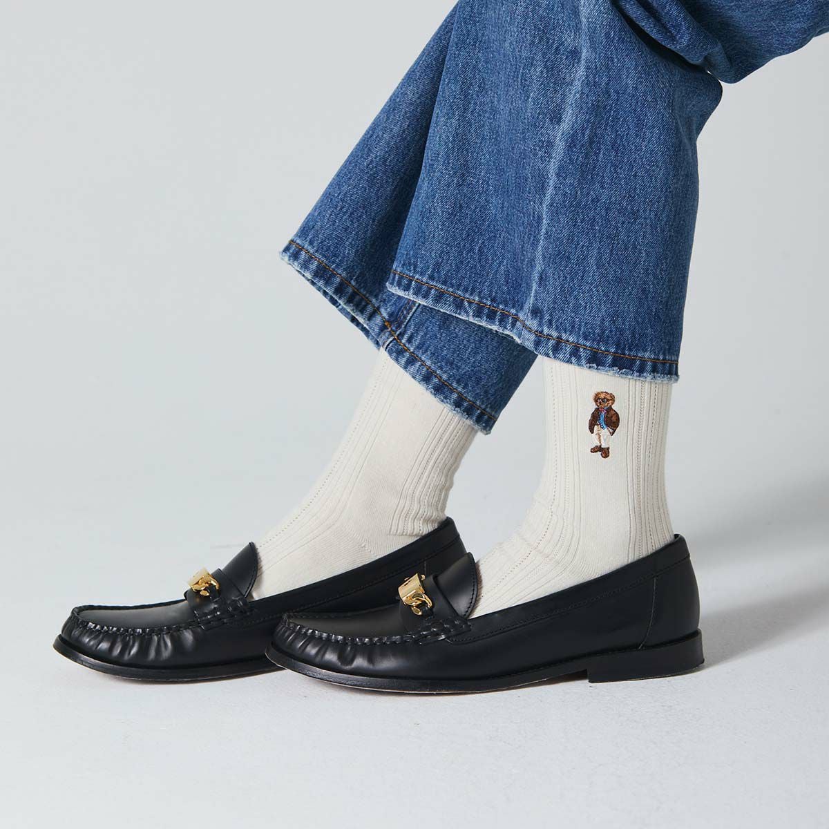 POLO RALPH LAUREN グラスベア ポロベア タックリブ クルー丈 ソックス
