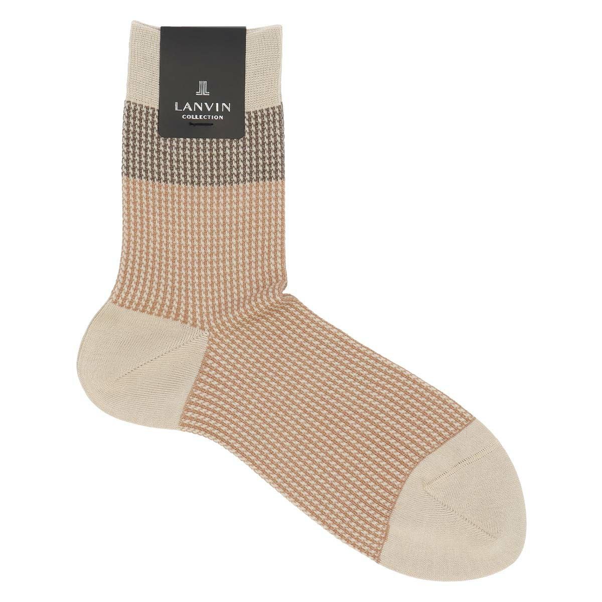 LANVIN COLLECTION 抗菌防臭 千鳥格子切替 Hiゲージ ミドル丈