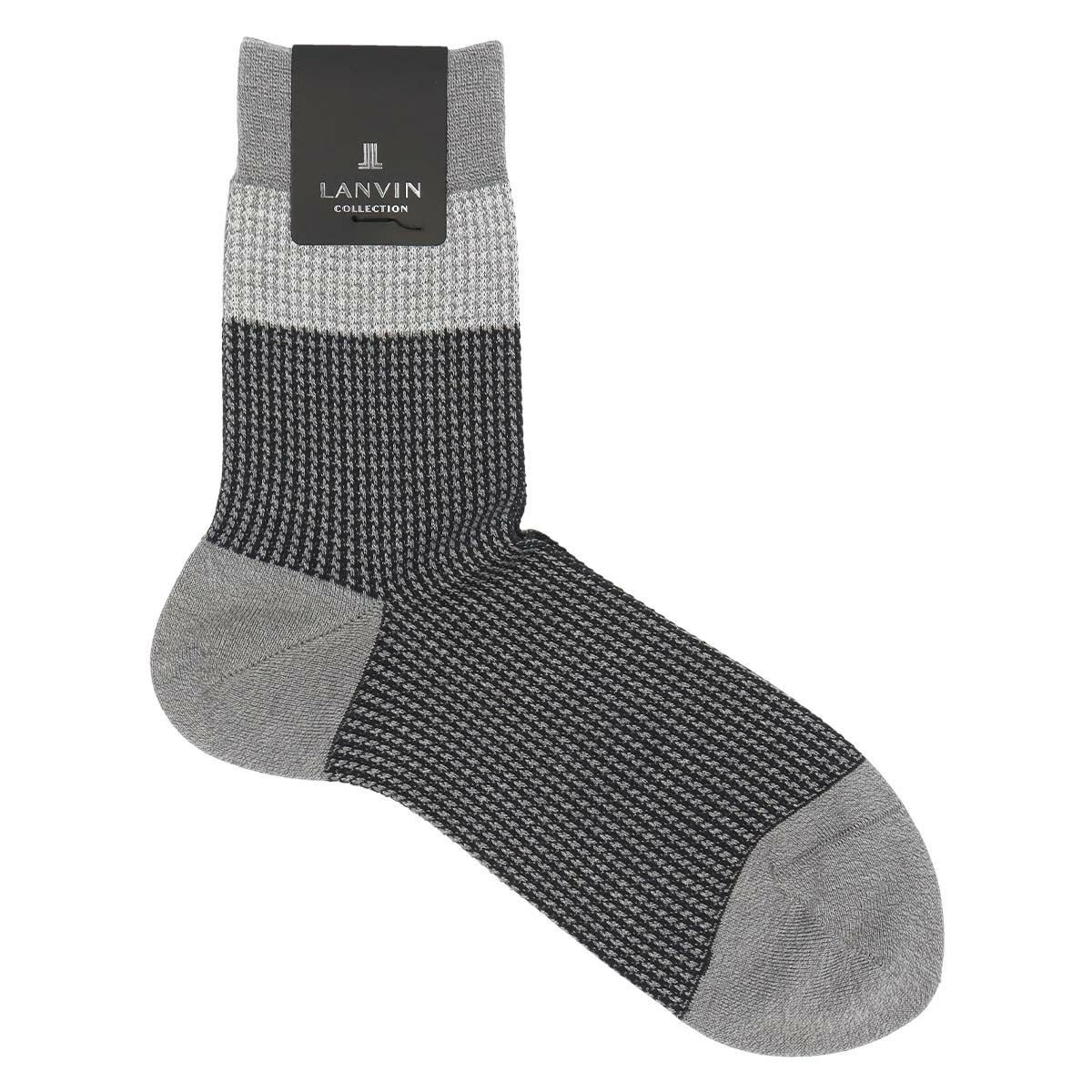 LANVIN COLLECTION 抗菌防臭 千鳥格子切替 Hiゲージ ミドル丈
