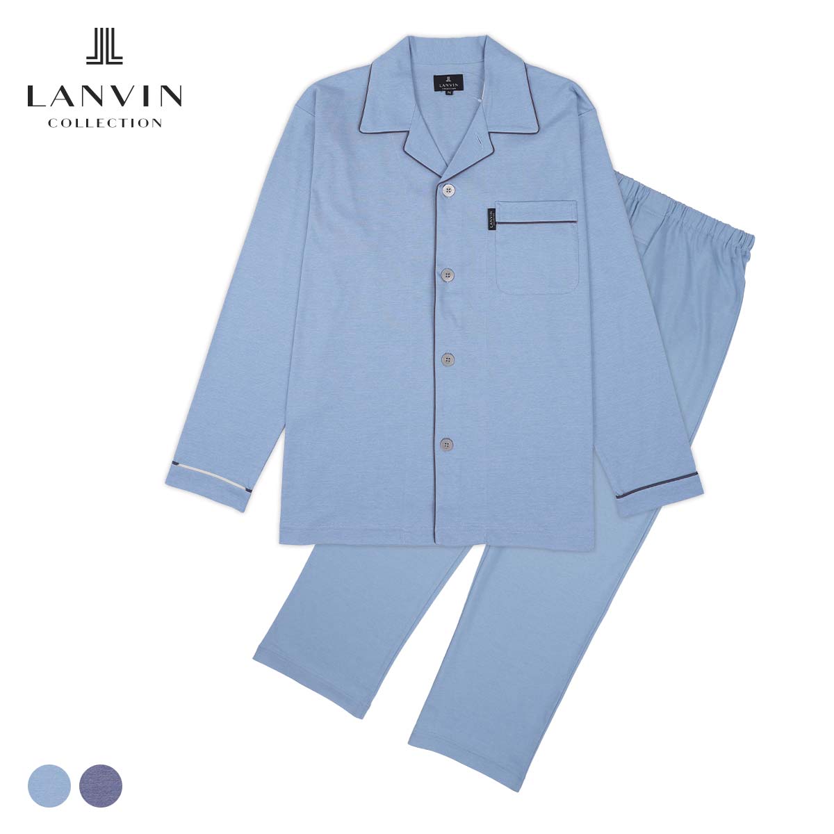 LANVIN COLLECTION パジャマシルク100% 長袖長丈パンツ Mサイズ メンズ