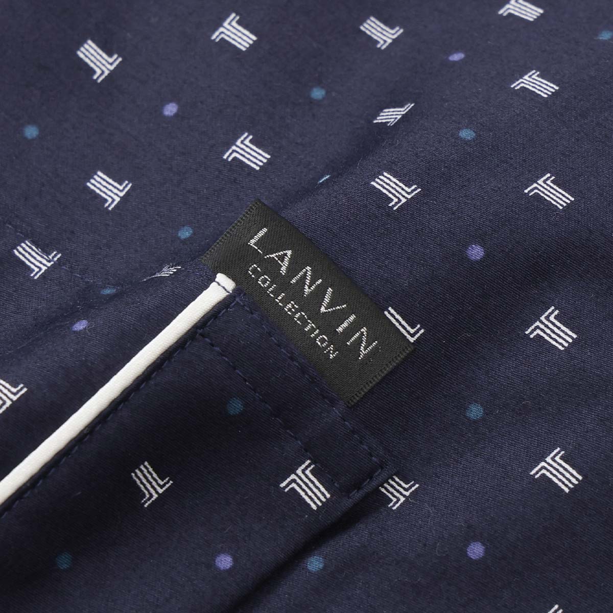 LANVIN COLLECTION パジャマ 上下セット 60綿サテン JLドットプリント