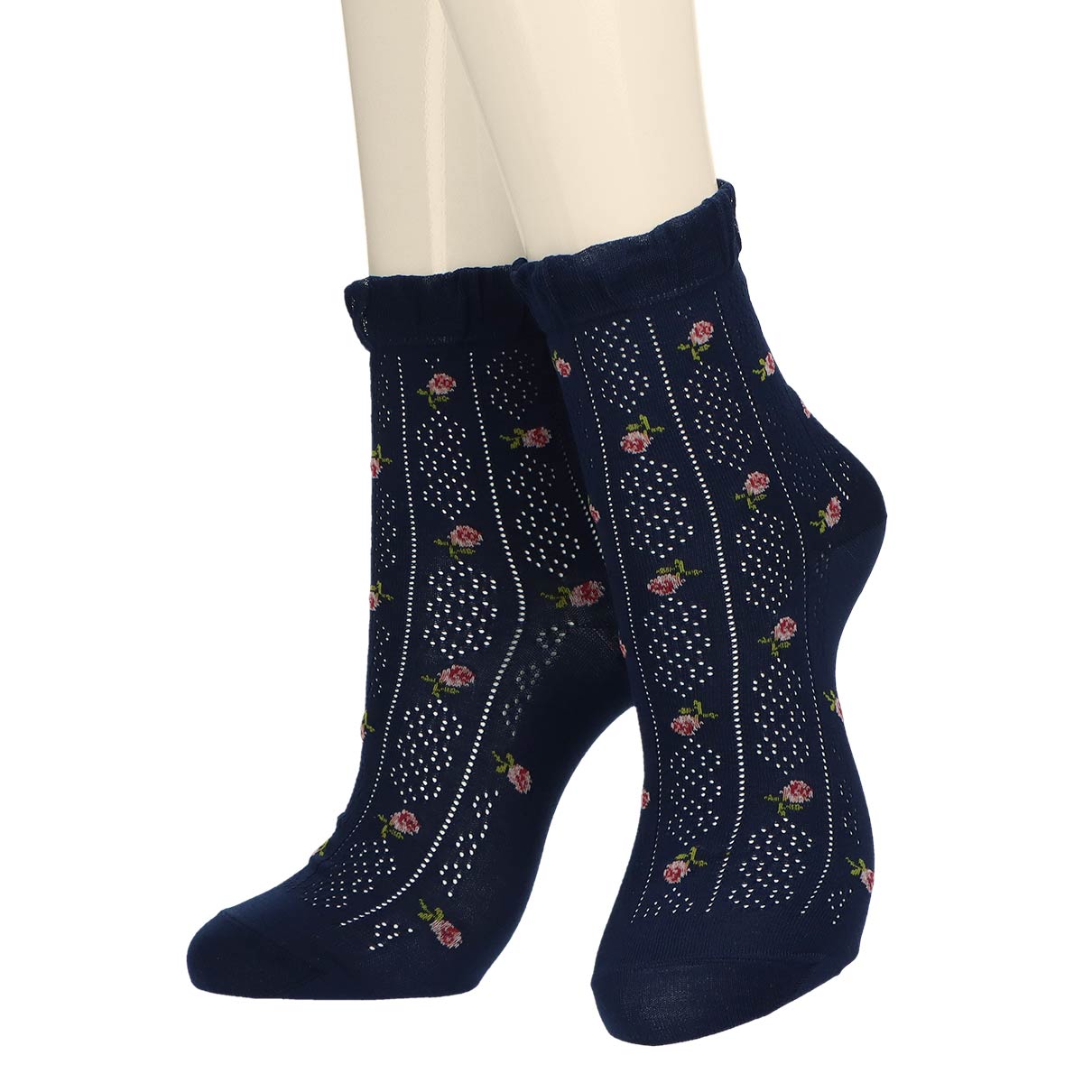 ☆LAURA ASHLEY 綿混 Floral クルー丈 ソックス レディース 03357422