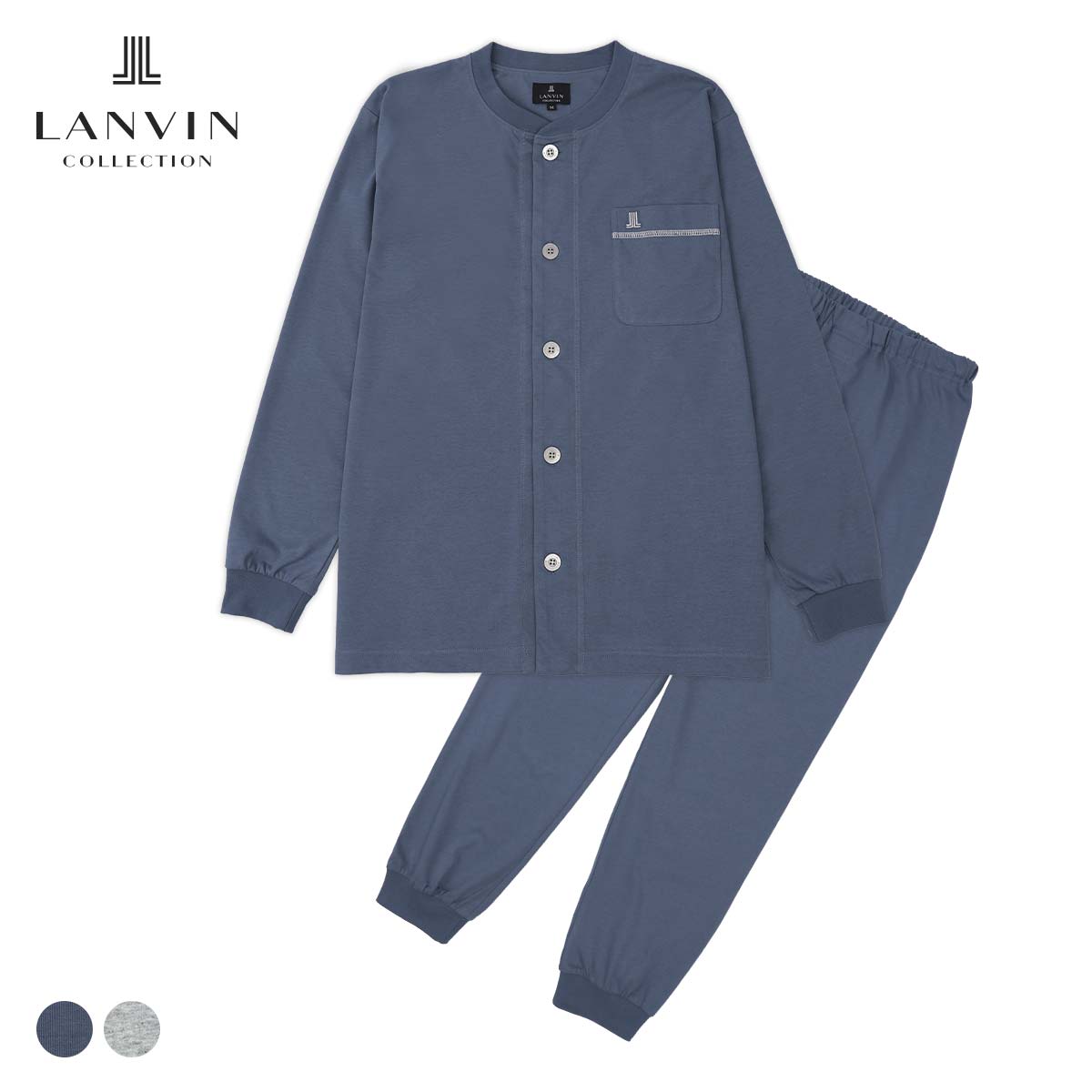 S M Lサイズ】LANVIN COLLECTION パジャマ 上下セット 天竺無地 長袖