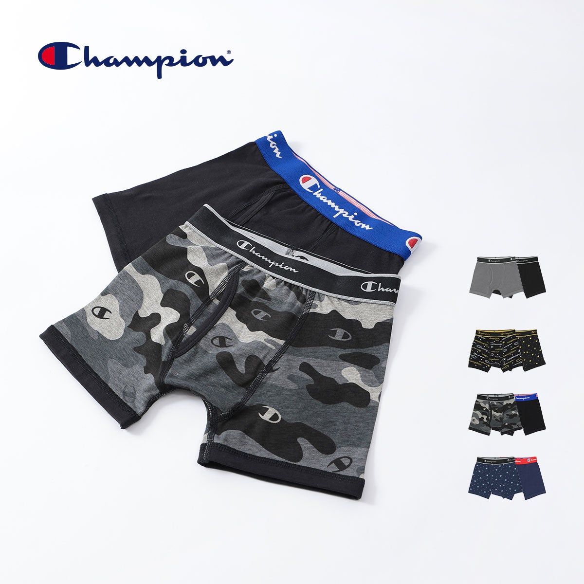 2枚セット】Champion キッズ ボクサーパンツ 抗菌防臭 前開き Cotton