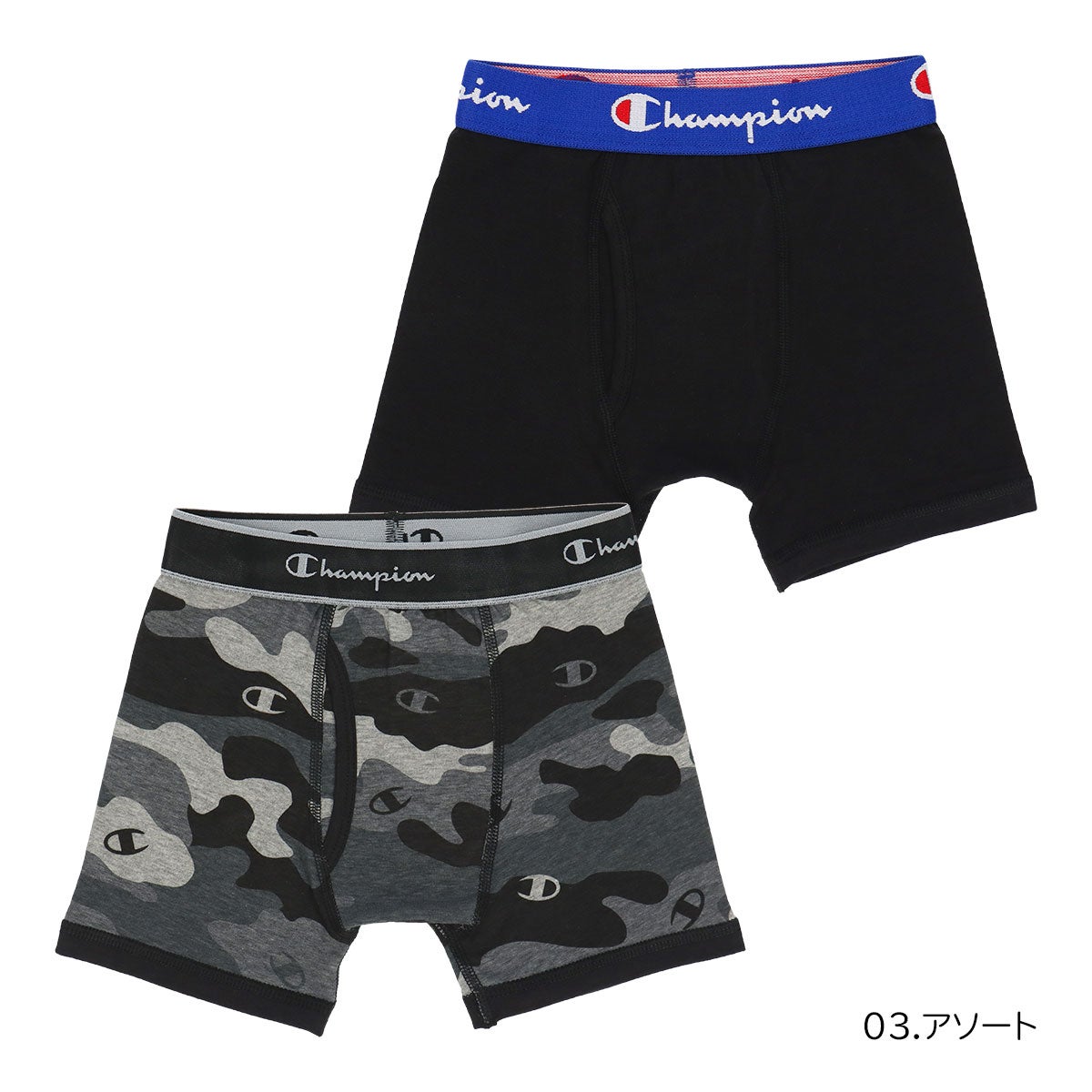 2枚セット】Champion キッズ ボクサーパンツ 抗菌防臭 前開き Cotton
