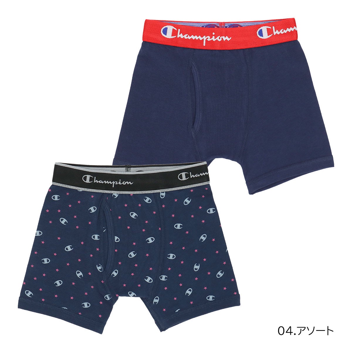 2枚セット】Champion キッズ ボクサーパンツ 抗菌防臭 前開き Cotton
