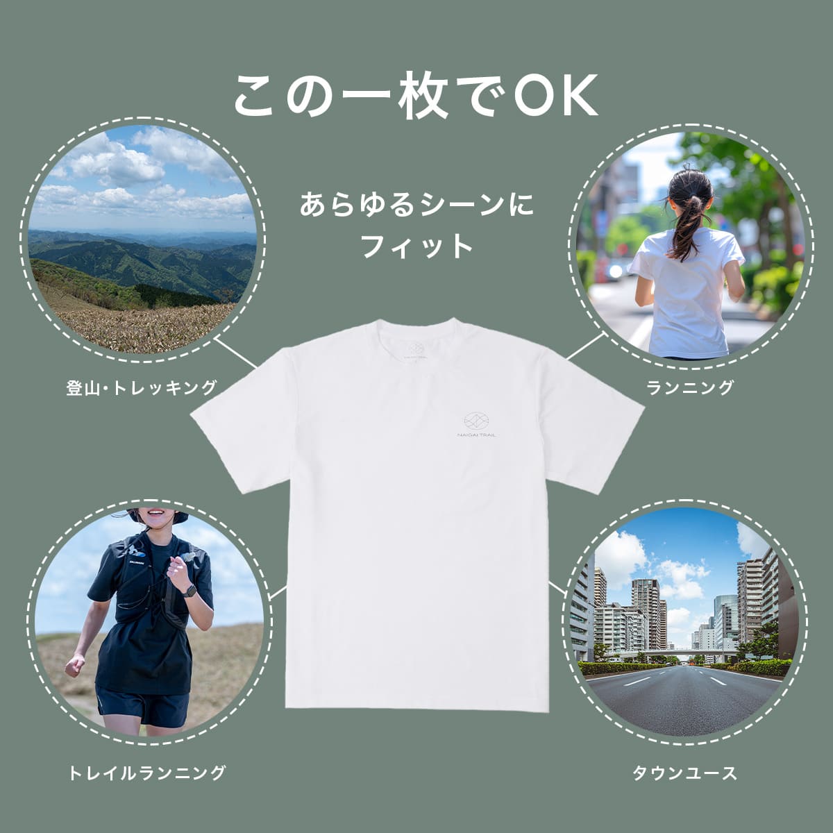 NAIGAI TRAIL リサイクルポリエステル 吸汗速乾 半袖Tシャツ メンズ