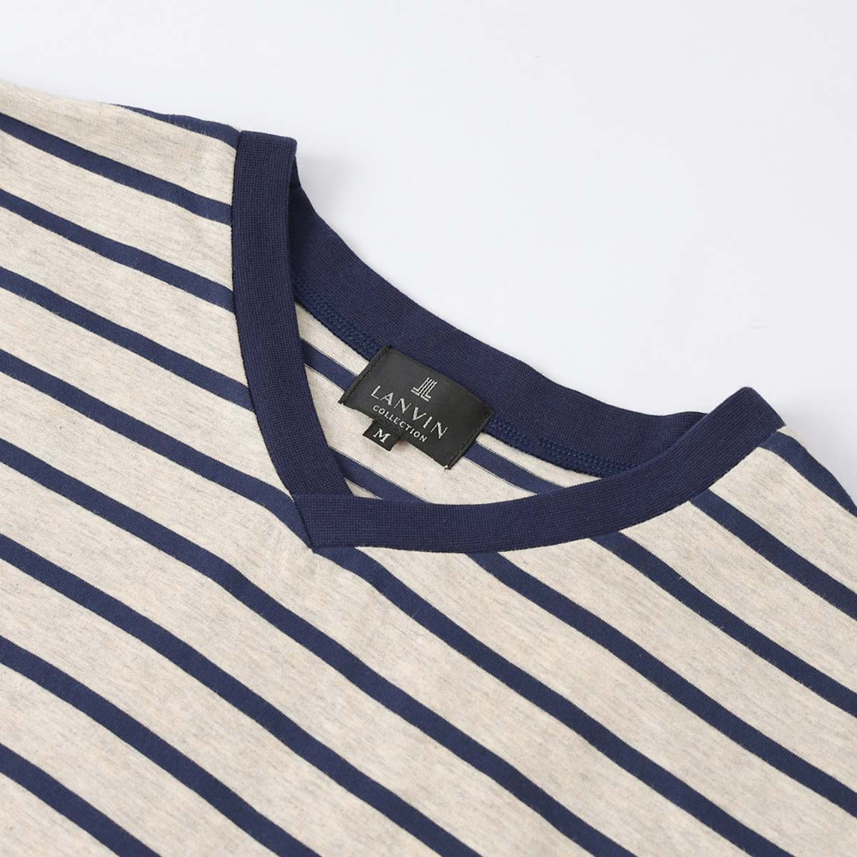 LANVIN COLLECTION 先染め天竺杢ボーダー 半袖 パジャマ 上下セット