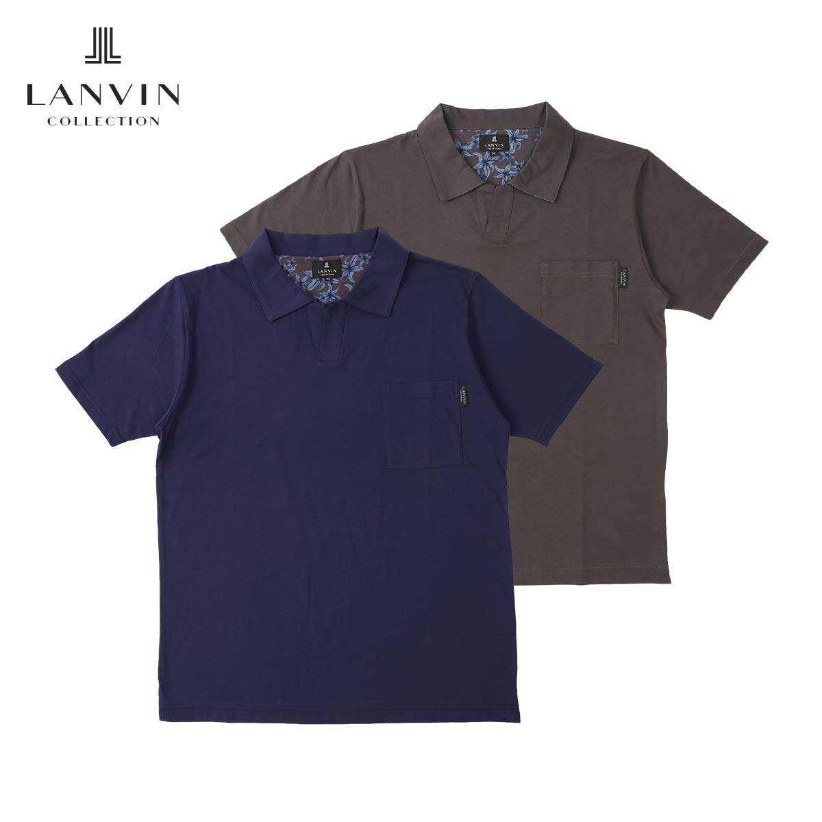 LANVIN COLLECTION 天竺無地 アロハ 半袖 Tシャツ 【M Lサイズ】メンズ