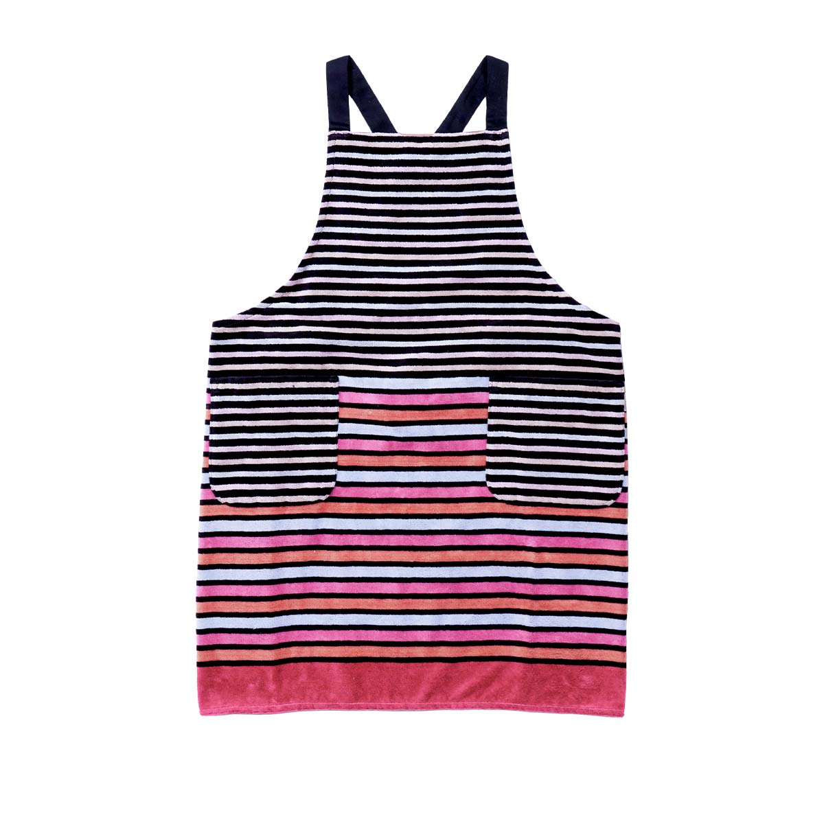 HOUSE WEAR STUDIO パイル地 タオルエプロン サムカラーボーダー 綿100