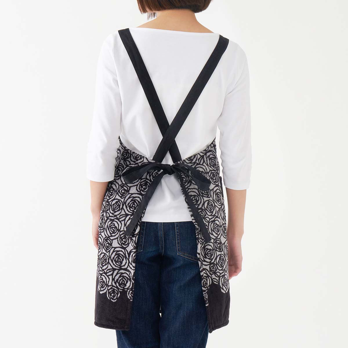 HOUSE WEAR STUDIO パイル地 タオルエプロン ローズ 綿100％ 後結び