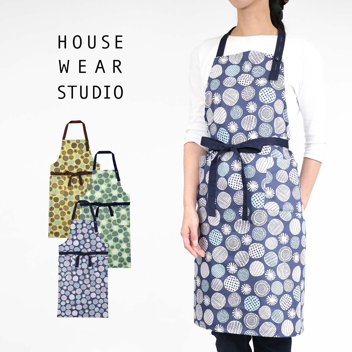 HOUSE WEAR STUDIO 形態安定加工 サニーデイ柄 綿混 TCサテン 首掛け