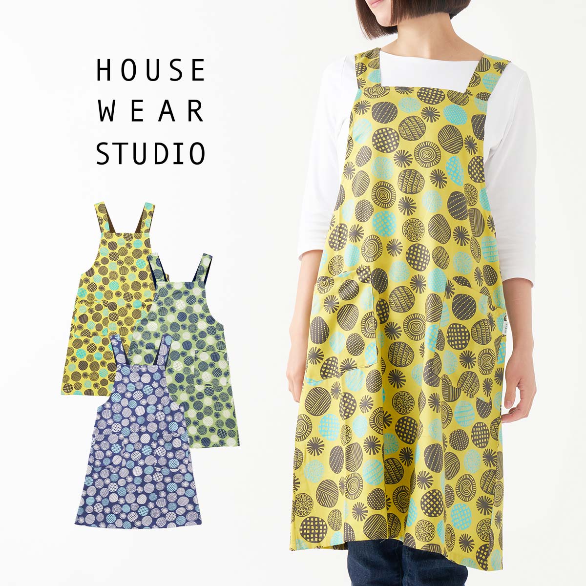 HOUSE WEAR STUDIO 形態安定加工 サニーデイ柄 綿混 TCサテン バック